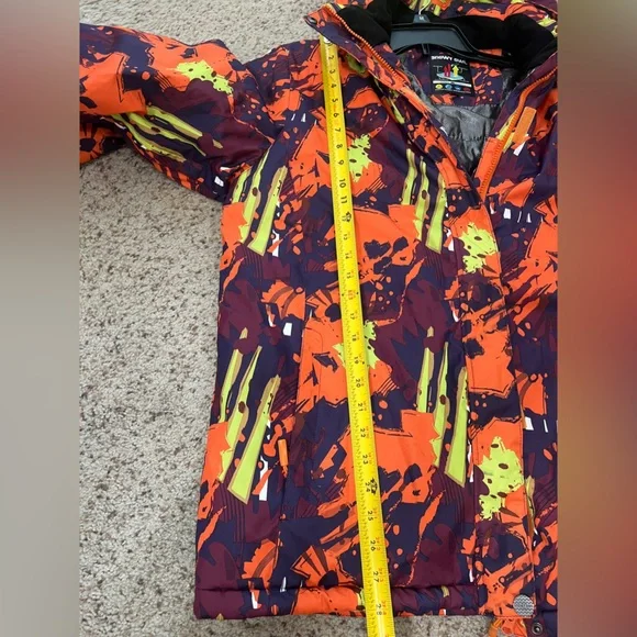Snowy Owl‎ Ski Snowboard Hooded Colorful Puzzles Insulated Waterproof Jacket XL